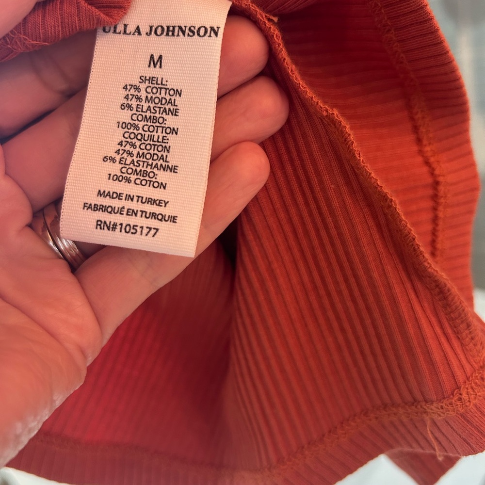 Ulla Johnson Koa Rust Ruffle-Sleeve Ribbed Top - Picture 5 of 5